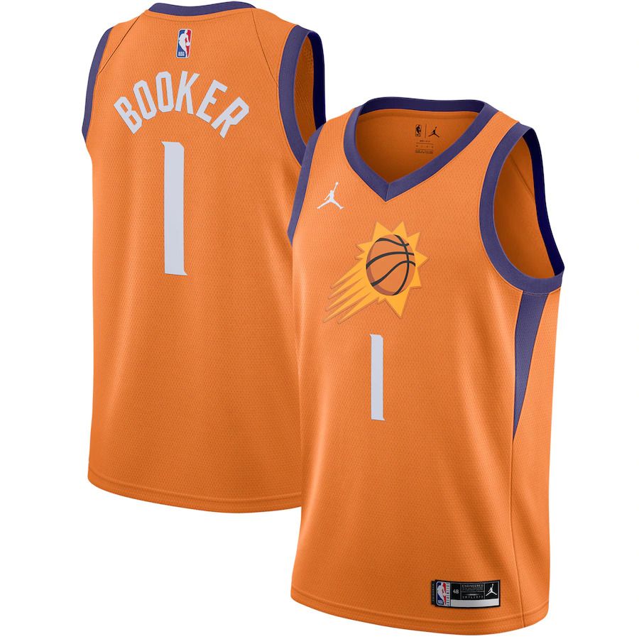 Men Phoenix Suns #1 Devin Booker Jordan Brand Orange Statement Edition Swingman NBA Jersey->phoenix suns->NBA Jersey